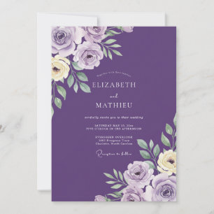 Invitation Mariage de pivoine pourpre profond de prairie