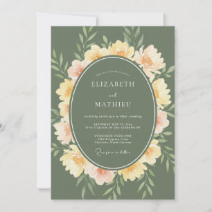 Invitation Mariage de Pivoine Verte Sage Élégante