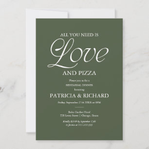 Invitation Mariage de Pizza Vert Forêt Moderne Répétition