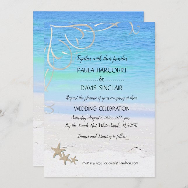 Invitation Mariage de plage (Devant / Derrière)