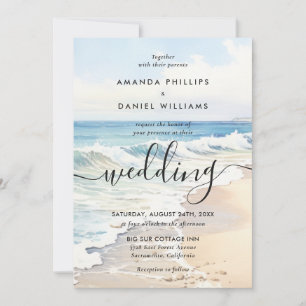 Invitation Mariage de plage à destination de vaguelettes à l'