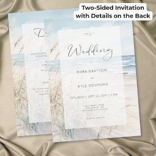 Invitation Mariage de plage à l'aquarelle moderne en bord de