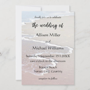Invitation Mariage de plage aux vagues océaniques pastel