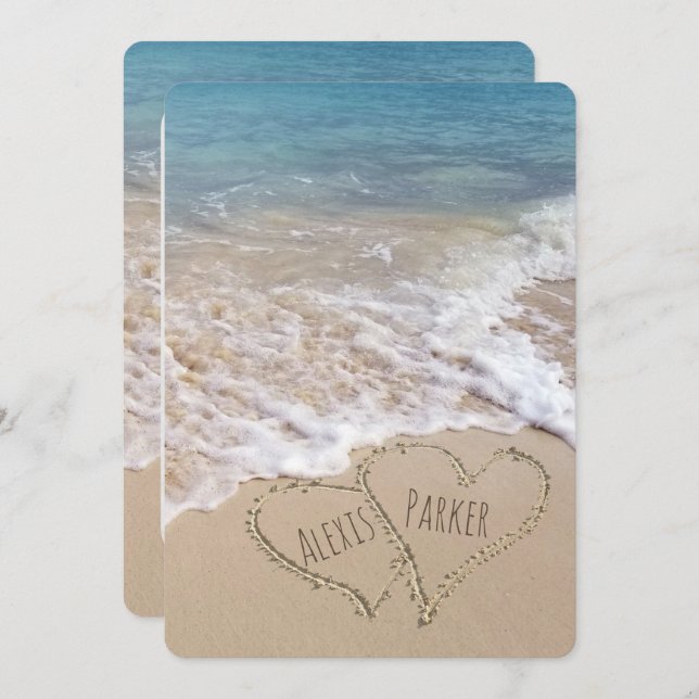 Invitation Mariage de plage avec le coeur (Devant / Derrière)