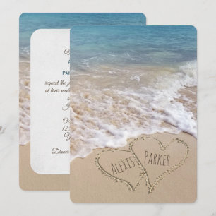 Invitation Mariage de plage avec le coeur