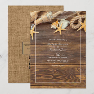 Invitation Mariage de plage avec QR Code RSVP rustique