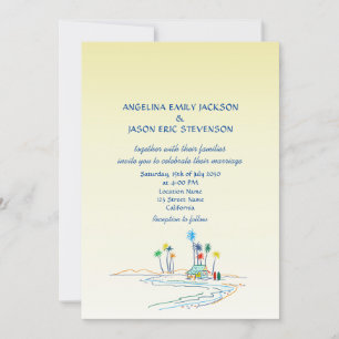 Invitation Mariage de plage coloré rétro