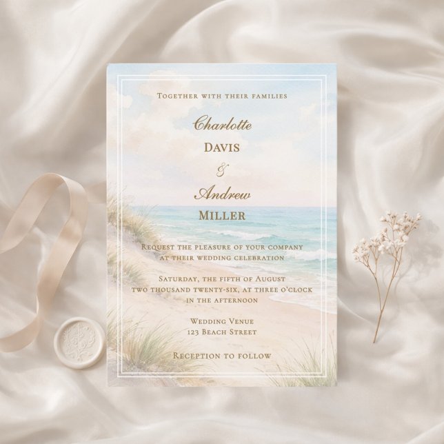 Invitation Mariage de plage côtière (Créateur téléchargé)