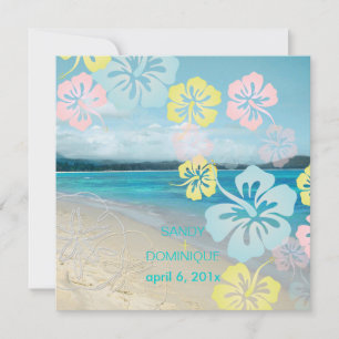 Invitation Mariage de plage de sable/d'hibiscus