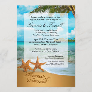 Invitation Mariage de plage de vélin de Faux de couples