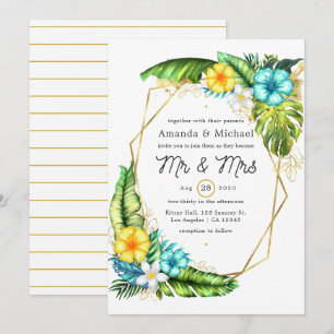 Invitation Mariage de plage d'été géométrique Aloha Tropical