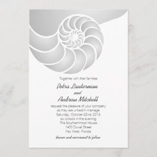 Invitation Mariage de plage en argent Nautilus Shell