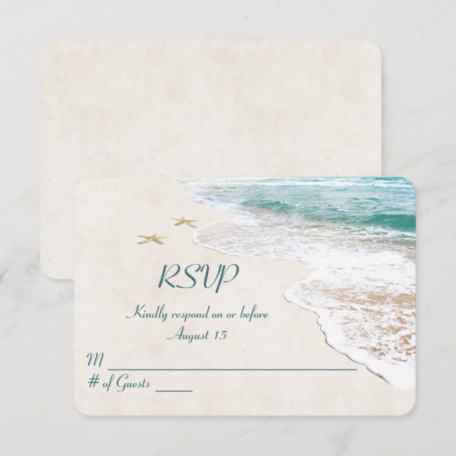 Invitation Mariage de plage et poisson étoilé RSVP (Devant / Derrière)