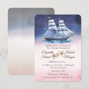 Invitation Mariage de plage étoiles de mer Lumières à cordes