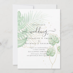Invitation Mariage de plage Feuille de l'île tropicale Palm