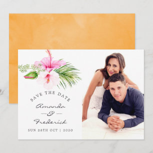 Invitation Mariage de plage florale tropicale Enregistrer la
