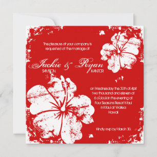Invitation Mariage de plage Hibiscus Cherry Red