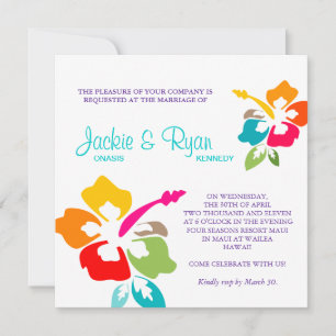 Invitation Mariage de plage Hibiscus Fleur colorée