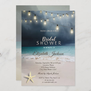 Invitation Mariage de plage Lumières à cordes Fête des mariée