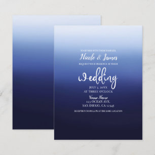 Invitation Mariage de plage minimal moderne au bleu de l'océa