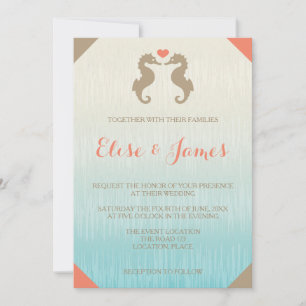 Invitation Mariage de plage nautique Amour de hippocampe