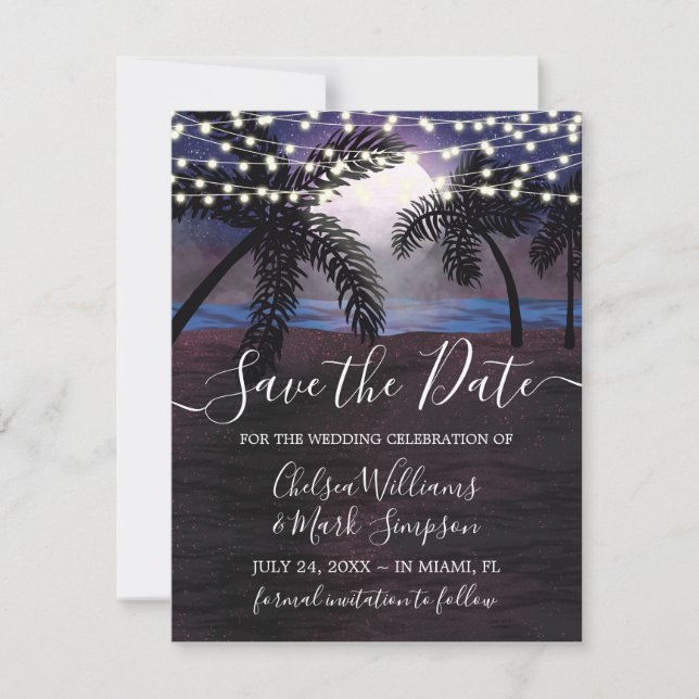 Invitation Mariage de plage nuits d'été Enregistrer la date (Devant)