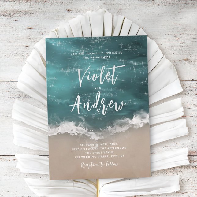 Invitation mariage de plage océanique Abstraite (Créateur téléchargé)