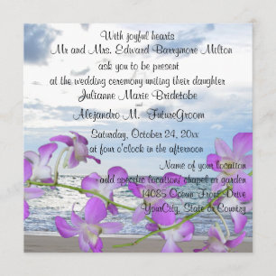 Invitation Mariage de plage Orchidées tropicales