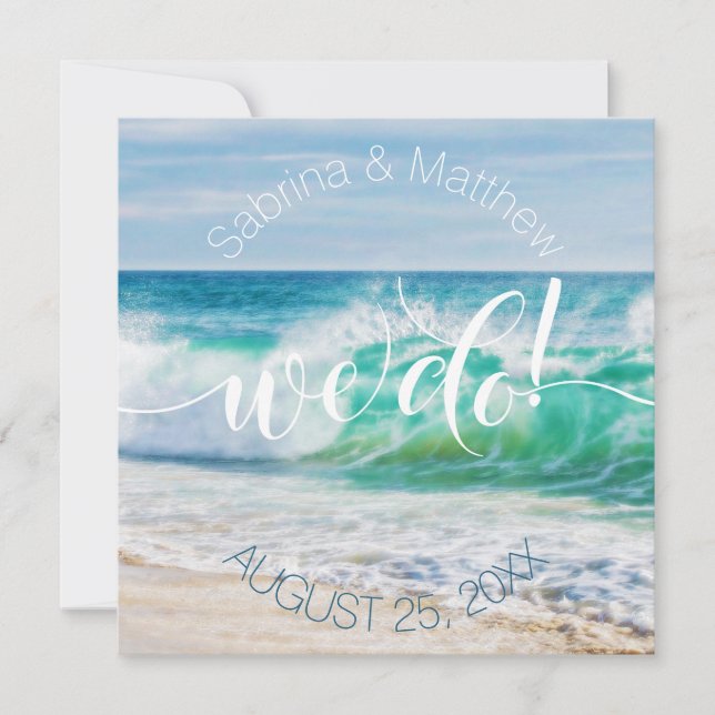 Invitation Mariage de plage Rompre les vagues que nous faison (Devant)