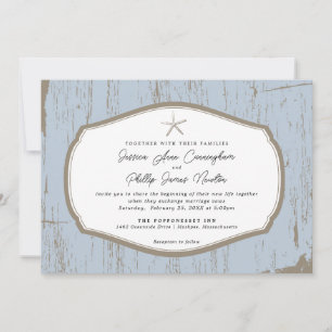 Invitation Mariage de plage rustique en forme d'étoile de mer