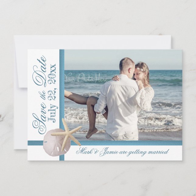 Invitation Mariage de plage Starfish Dollar de sable Enregist (Devant)