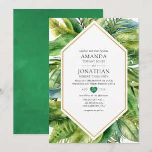 Invitation Mariage de plage tropical d'été à l'aquarelle