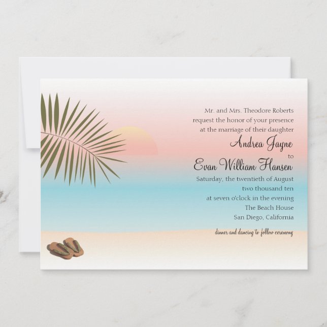 Invitation Mariage de plage tropicale (Devant)