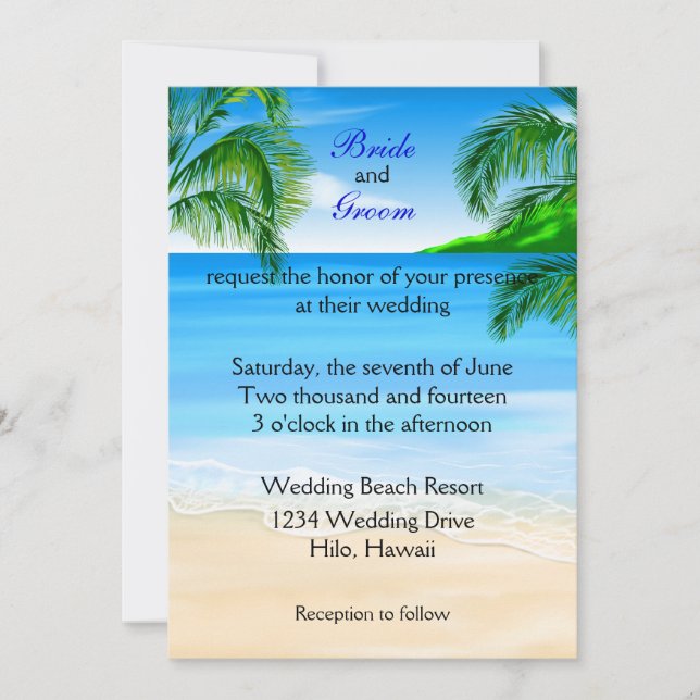 Invitation Mariage de plage tropicale (Devant)