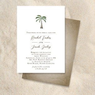 Invitation Mariage de plage vintage avec un palmier tropical
