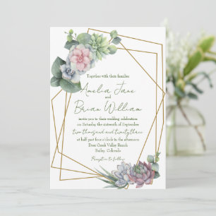 Invitation Mariage de Plante géométrique Succulent aquarelle