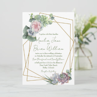 Invitation Mariage de Plante géométrique Succulent aquarelle