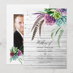 Invitation Mariage de plantes succulentes mystiques et bohème