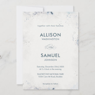 Invitation Mariage de plaque d'encre bleu gris personnalisé