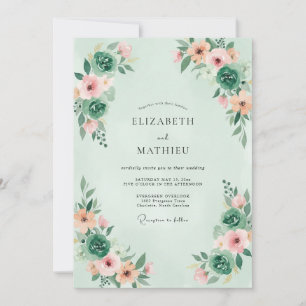 Invitation Mariage de plein air fantaisiste vert menthe