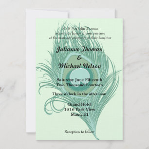 Invitation Mariage de plume Peacock Mint