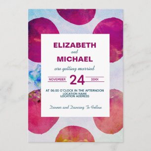 Invitation Mariage de point de Polka rose Abstrait