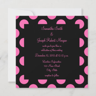 Invitation Mariage de points Polka noir et rose