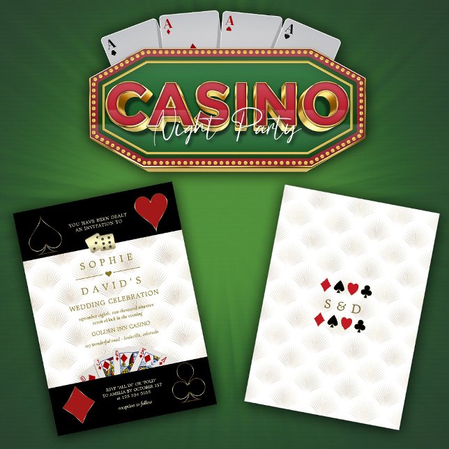 Invitation Mariage de poker de casino noir blanc de luxe à Ve (Créateur téléchargé)