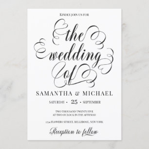 Invitation mariage de police de script de calligraphie modern