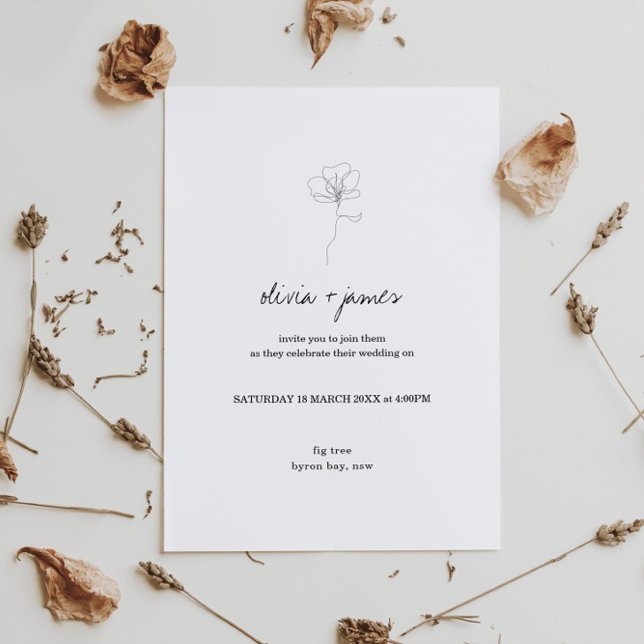 Invitation Mariage de police de script de rose dessiné à la m (Créateur téléchargé)