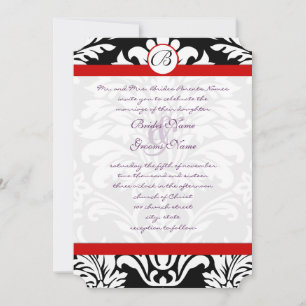 Invitation Mariage de police rouge pourpre pourpre à molette