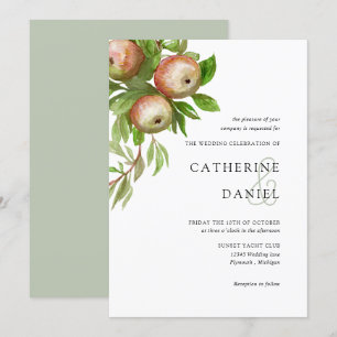 Invitation mariage de pommes d'aquarelle rouge