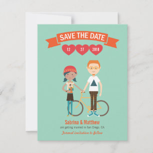 Invitation Mariage de portrait en couple de dessin illustré