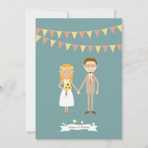 Invitation Mariage de portrait en couple de dessin illustré
